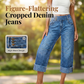 👖 ¡50% DTO. AHORA! 💙 Jeans Cortos de Pierna Ancha para Mujer – Cintura Alta con Botones y Corte Relajado – Denim Elástico, Perfecto para Looks Casuales o Chic ✨🌸