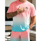 ⏳🔥¡OFERTA POR TIEMPO LIMITADO 50% OFF! 🌊 Conjunto de Camiseta de Manga Corta con Degradado y Shorts para Hombre