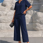 🥳2026 HOT SALE🥳💞50K+ SOLD!✨ 💝  Women's V-Neck Top & Wide-Leg Pants Set👚👖
