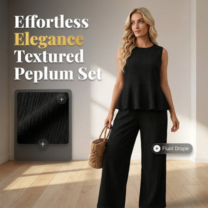 ⏰💰 50% OFF – Conjunto de Top Peplum sin Mangas y Pantalones de Pierna Ancha – ¡Estilo Sin Esfuerzo en 1 Clic! | Peplum Favorecedor + Pantalones Fluidos | Outfit Listo para Usar 👚👖✨🌸