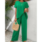 Outfit Casual de Top Asimétrico y Pantalones de Pierna Ancha para Mujer