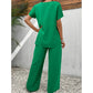 Outfit Casual de Top Asimétrico y Pantalones de Pierna Ancha para Mujer