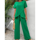 Outfit Casual de Top Asimétrico y Pantalones de Pierna Ancha para Mujer