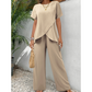 Outfit Casual de Top Asimétrico y Pantalones de Pierna Ancha para Mujer