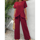 Outfit Casual de Top Asimétrico y Pantalones de Pierna Ancha para Mujer