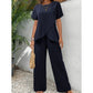 Outfit Casual de Top Asimétrico y Pantalones de Pierna Ancha para Mujer
