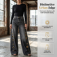 Jeans de Pierna Ancha con Detalle de Ojales para Mujer