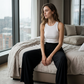 Pantalones Casuales de Pierna Ancha para Mujer