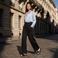 Pantalones Casuales de Pierna Ancha para Mujer