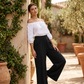 Pantalones Casuales de Pierna Ancha para Mujer