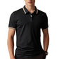 Camiseta de Manga Corta de Secado Rápido con Solapa de Contraste para Hombre