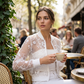 Chaqueta de Malla Transparente con Bordado Floral para Mujer