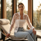 Chaqueta de Malla Transparente con Bordado Floral para Mujer