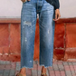 Vaqueros retro de pierna recta corta para mujer