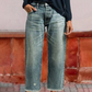 Vaqueros retro de pierna recta corta para mujer