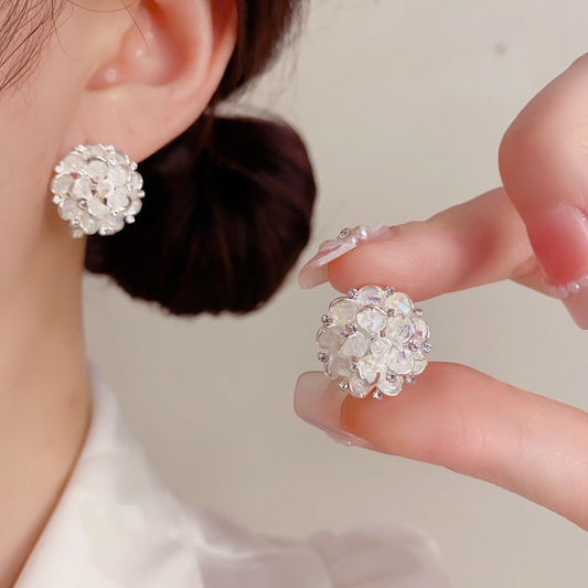 Aretes de Aro Floral Brillante Elegante