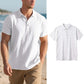 Camisa de Lino para Hombre, Casual, Transpirable, Manga Corta con Cuello