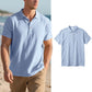 Camisa de Lino para Hombre, Casual, Transpirable, Manga Corta con Cuello