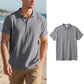 Camisa de Lino para Hombre, Casual, Transpirable, Manga Corta con Cuello