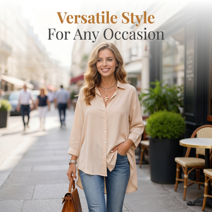 👚 LIMITED TIME 50% OFF! 🔥 Women's Casual Loose Apricot Blouse – Long Sleeve, Button-Down & Classic Collar – Lightweight & Versatile for Everyday or Office 🌸✨👔