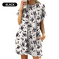 Vestido Holgado de Manga Corta con Diseños Estampados Versátiles