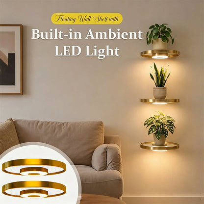 Repisa Flotante de Pared con Luz LED Ambiental Integrada