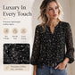 Blusa de mujer con estampado floral cuello en V y mangas 3/4 con volantes