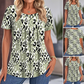 👚Top Casual de Manga Corta con Cuello Redondo y Estampado para Mujer