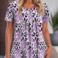 👚Top Casual de Manga Corta con Cuello Redondo y Estampado para Mujer