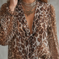 🎉¡50% DE DESCUENTO! 🌸Camiseta leopardo con corbata en V – Estilo femenino salvaje