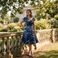 Vestido elegante estampado de mujer con bolsillos