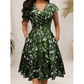 Vestido elegante estampado de mujer con bolsillos