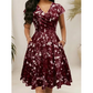 Vestido elegante estampado de mujer con bolsillos
