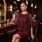 Vestido midi asimétrico de corte ajustado con lentejuelas para mujer