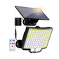 Luz exterior con sensor solar de movimiento de 106 LED y mando a distancia