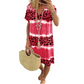 Vestido informal femenino con estampado de leopardo tiee dye y escote en pico