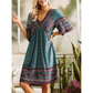 🌿☀️ ¡TIEMPO LIMITADO 50% DE DESCUENTO! 🌸Vestido floral de cuello en V para mujer – Flores vibrantes y mangas suaves – Perfecto para paseos soleados por el jardín