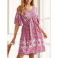 🌿☀️ ¡TIEMPO LIMITADO 50% DE DESCUENTO! 🌸Vestido floral de cuello en V para mujer – Flores vibrantes y mangas suaves – Perfecto para paseos soleados por el jardín