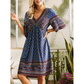 🌿☀️ ¡TIEMPO LIMITADO 50% DE DESCUENTO! 🌸Vestido floral de cuello en V para mujer – Flores vibrantes y mangas suaves – Perfecto para paseos soleados por el jardín
