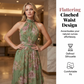 Elegante vestido largo de estampado floral con escote halter