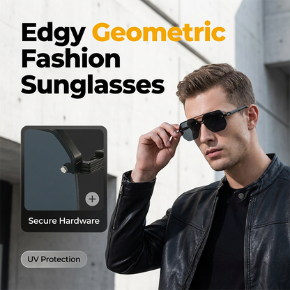 🔥 Gafas de Sol Geométricas Estilo Urbano para Hombre – Marco Metal & PC – Protección UV400 🕶️