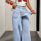 Jeans de Pierna Ancha con Cintura Asimétrica para Mujer