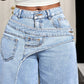 Jeans de Pierna Ancha con Cintura Asimétrica para Mujer