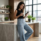 Jeans de Pierna Ancha con Cintura Asimétrica para Mujer