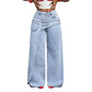 Jeans de Pierna Ancha con Cintura Asimétrica para Mujer