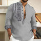 Camisa informal de manga larga con cuello alto para hombres