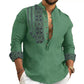 Camisa informal de manga larga con cuello alto para hombres