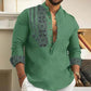 Camisa informal de manga larga con cuello alto para hombres