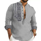 Camisa informal de manga larga con cuello alto para hombres