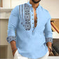 Camisa informal de manga larga con cuello alto para hombres